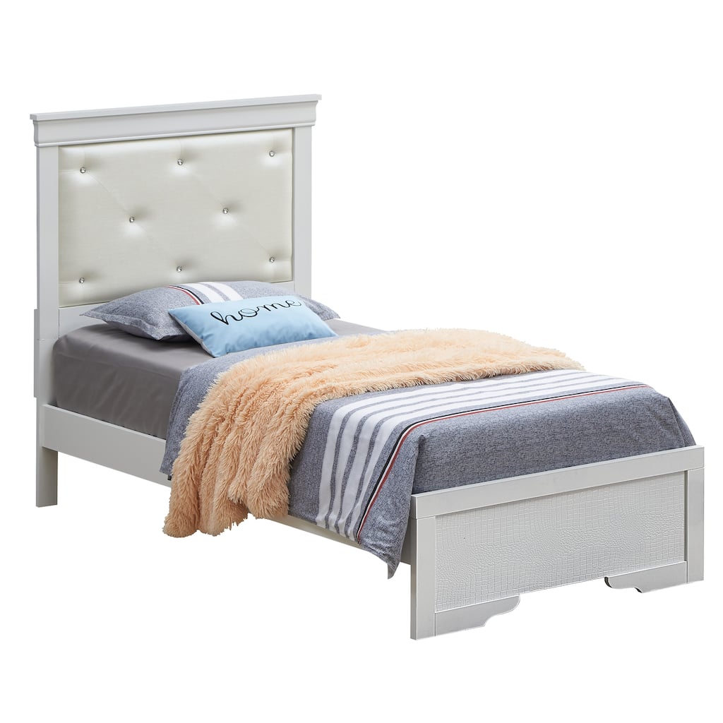 Silver Champagne Twin Bed with Elegant Finish