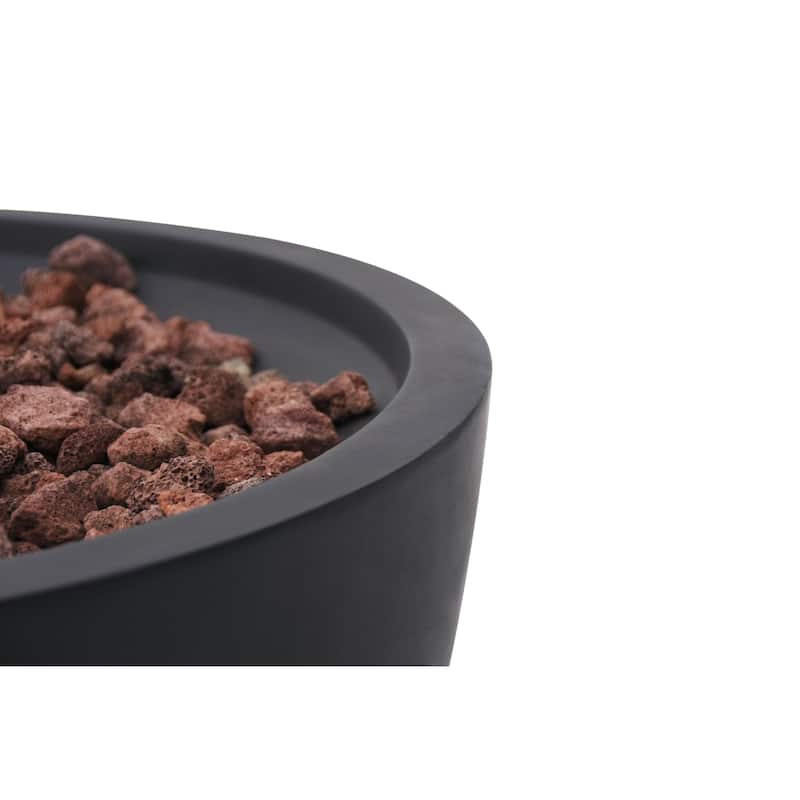 Modeno Jefferson 40,000 BTU Concrete Propane Fire Bowl with Lava Rocks & Cover - 26.6 X 26.6 X 13.8