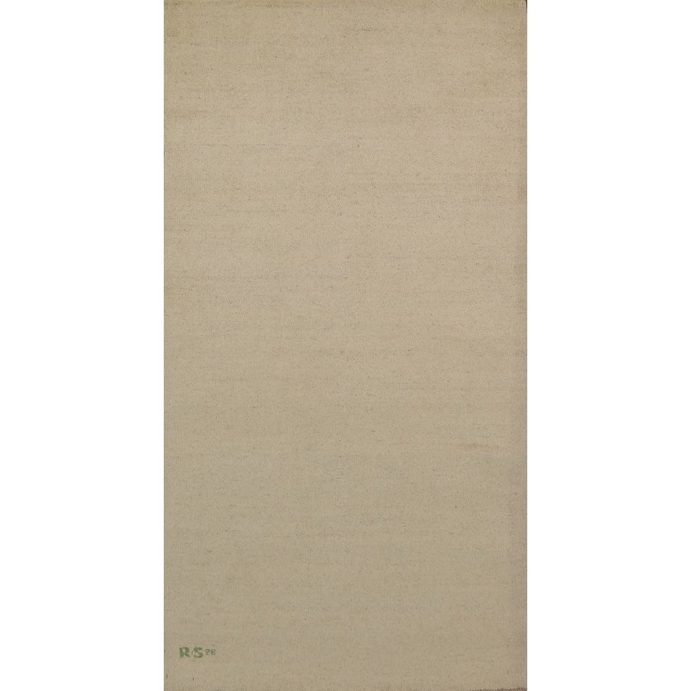 Solid Gabbeh Oriental Runner Rug Handmade Wool Carpet - 3'3"x 6'10"