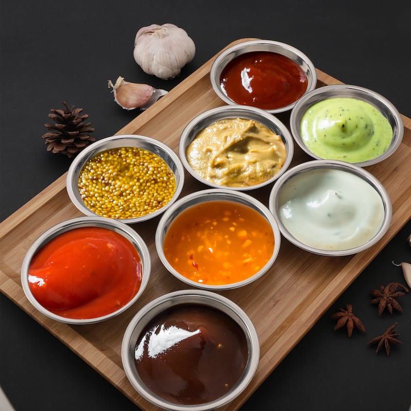 Restaurant Stainless Steel Condiment Container Dishes Silver Tone 10cm Dia 10pcs - Silver Tone - Silver Tone
