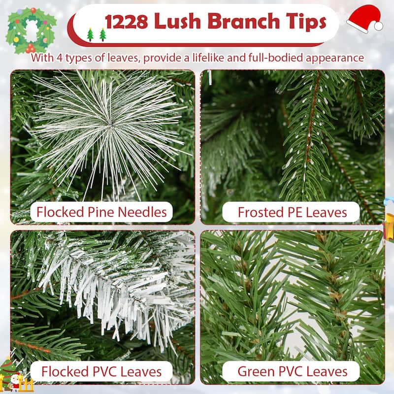 Gymax 9 FT Pre-Lit Artificial Christmas Tree w/ 1228 Frosted Tips 470 - 9ft