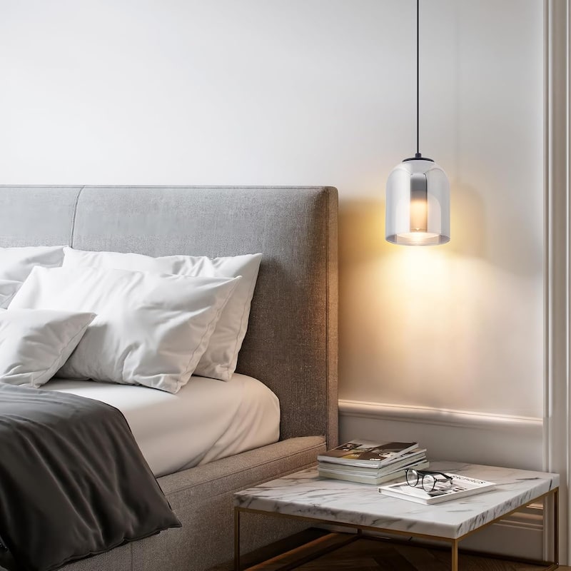 Double-layer pendant light black bedrooms light glass kitchen light