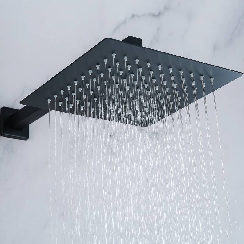 Luxury 10'' High Pressure Adjustable Rain Shower Head with Self-Cleaning and Aerating Technology in Black / Gold