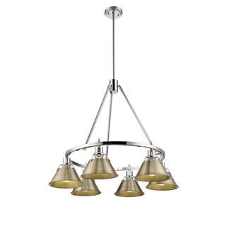 Orwell 6-Light Chandelier in Chrome with Aged Brass - Silver