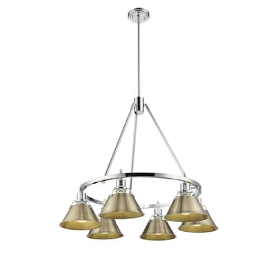 Orwell 6-Light Chandelier in Chrome with Aged Brass - Silver