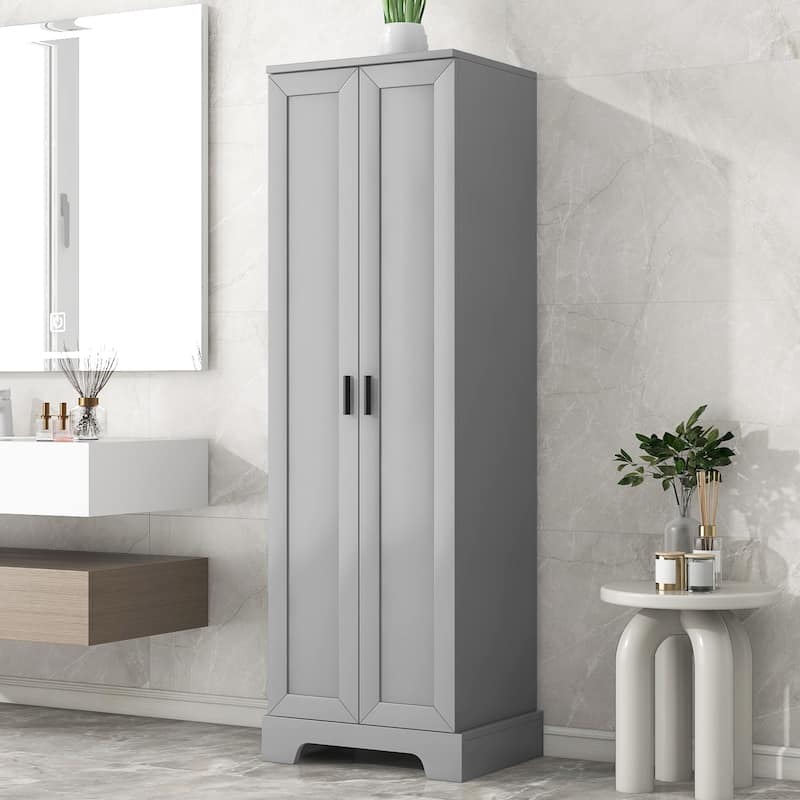 Versatile Storage Cabinet with Adjustable Shelves, Anti-Tipping Design and Spacious Interior for Bathroom, Diningroom and More - Grey