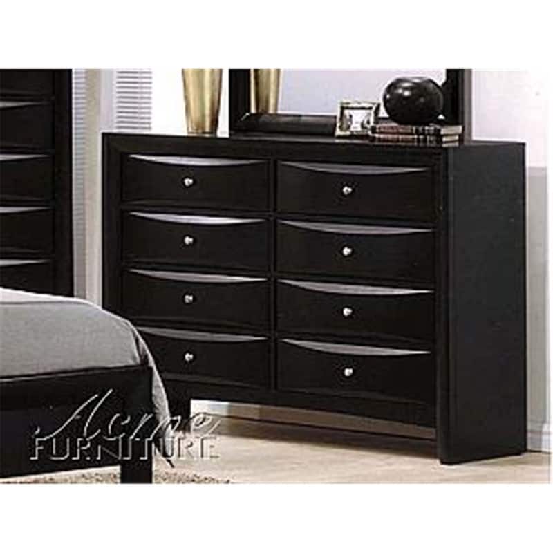 Modern 8-Drawer Dresser - Black Bedroom Storage Chest, 59" Wide, Metal Glides