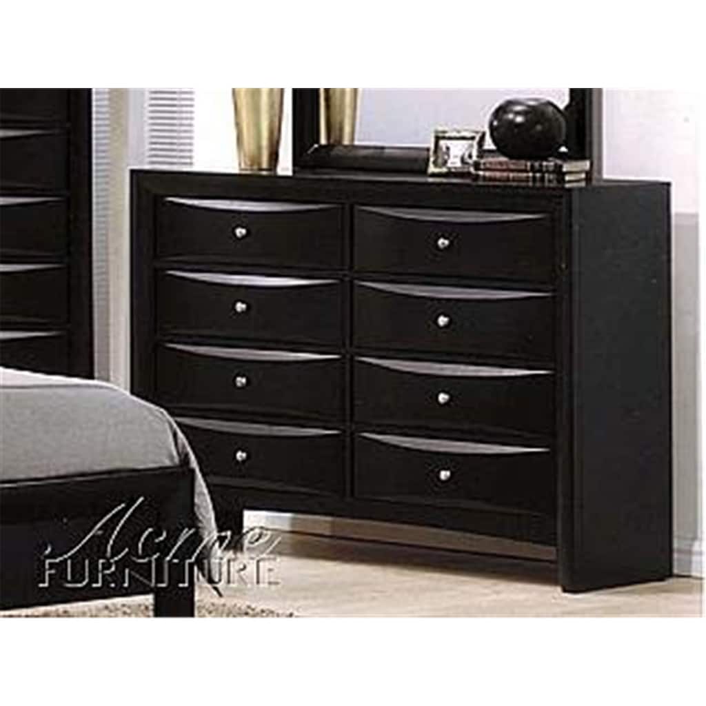 Modern 8-Drawer Dresser - Black Bedroom Storage Chest, 59" Wide, Metal Glides