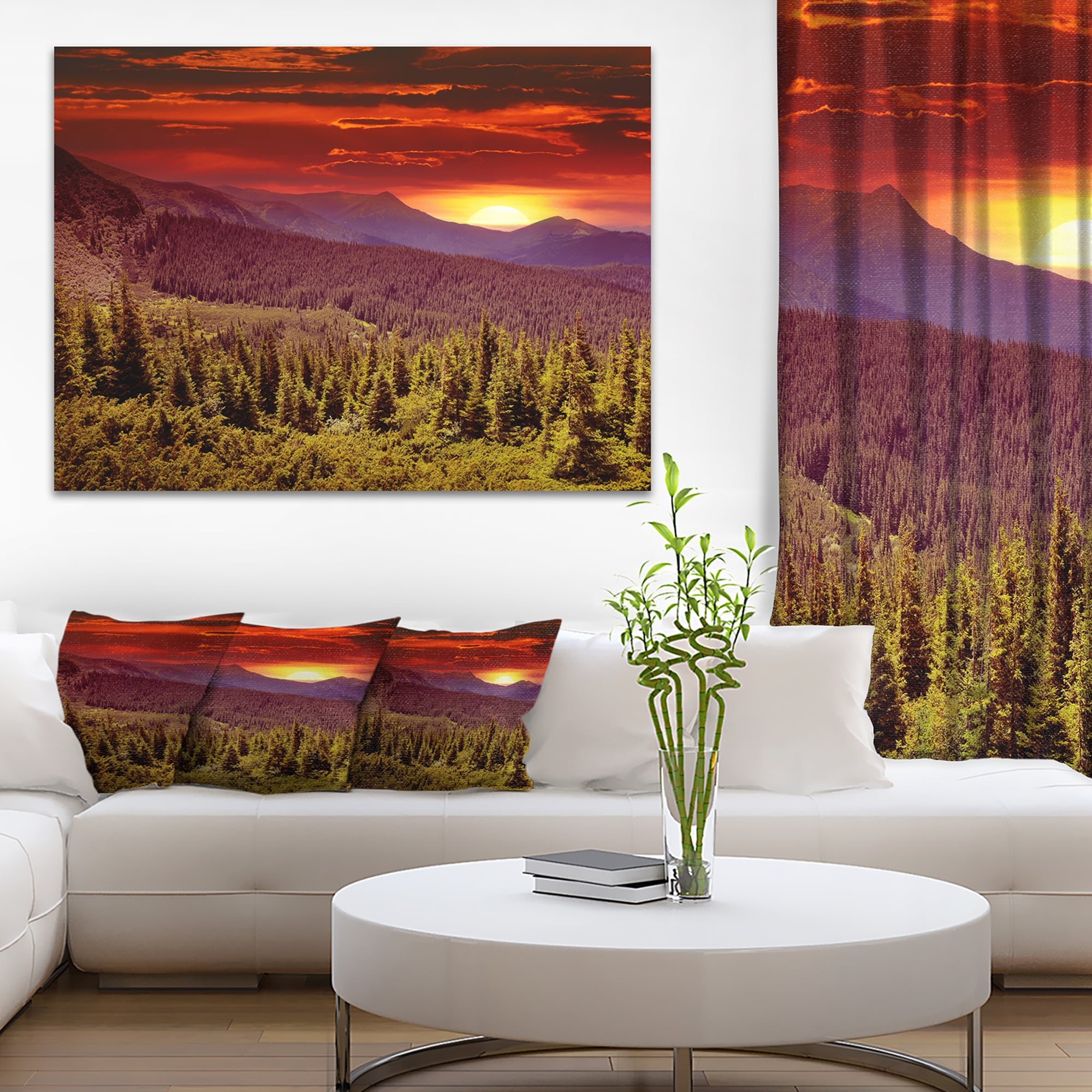4 Panel Sunrise Landscape Canvas Wall Art - Walling Shop
