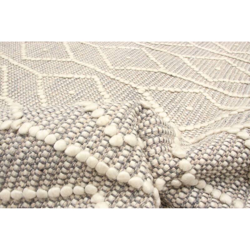 ECARPETGALLERY Braid weave Sienna Grey Wool Rug - 6'0 x 8'5