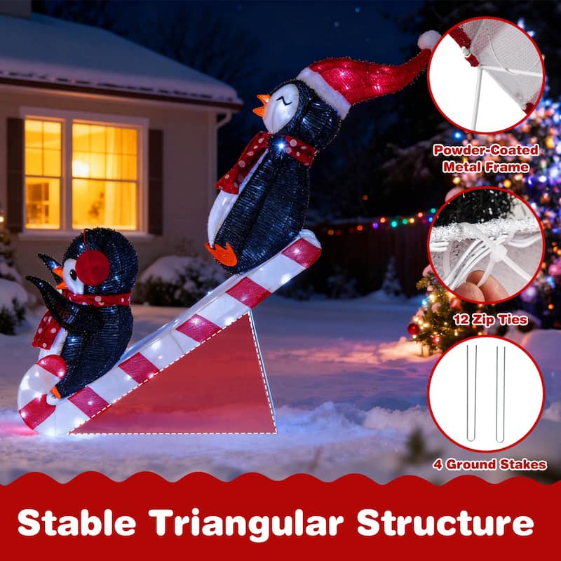 Costway Lighted Christmas Decoration Penguin with 170 LED Lights for - as pic shows - See Details