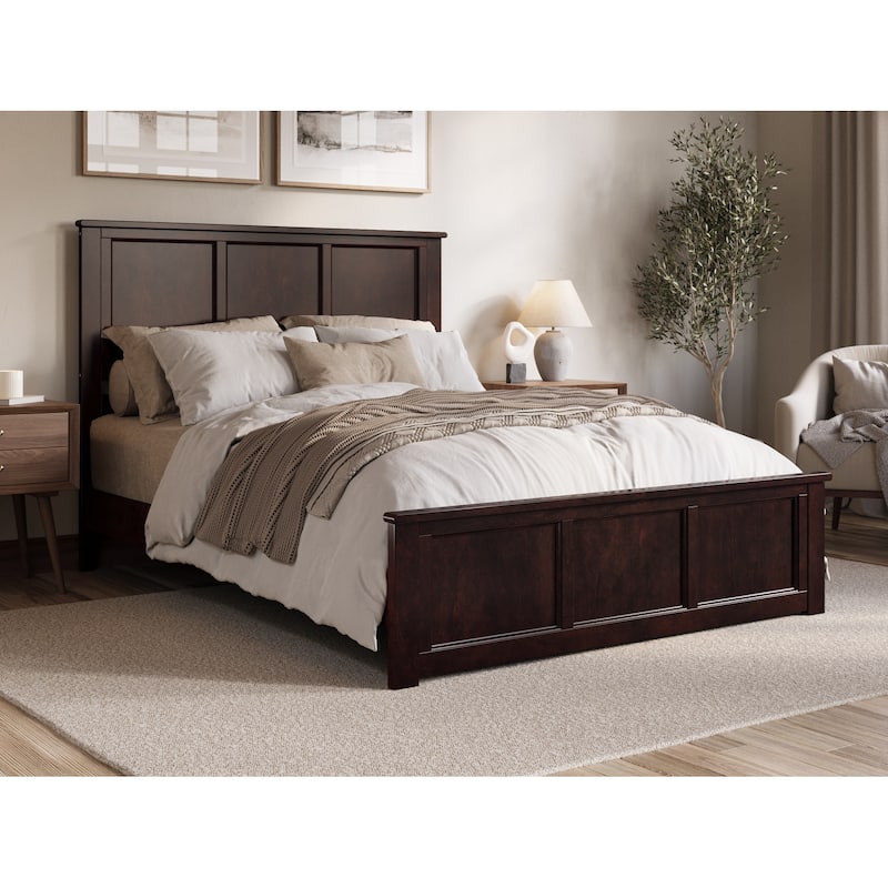 Charlotte Solid Wood Low Profile Platform Bed with Matching Footboard - Espresso - Queen