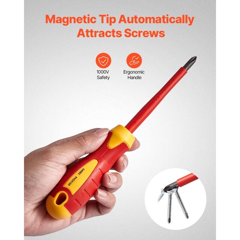 12-Piece Insulated Screwdriver Tool Set with Magnetic tip Blades Ideal for Electrician or Technician - 11.4” x 8” x 2.1”