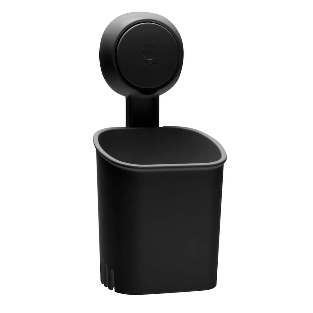 Bath Bliss Gel Suction Toothbrush Holder in Matte black - 3.7" x 3.6" x 7.7"