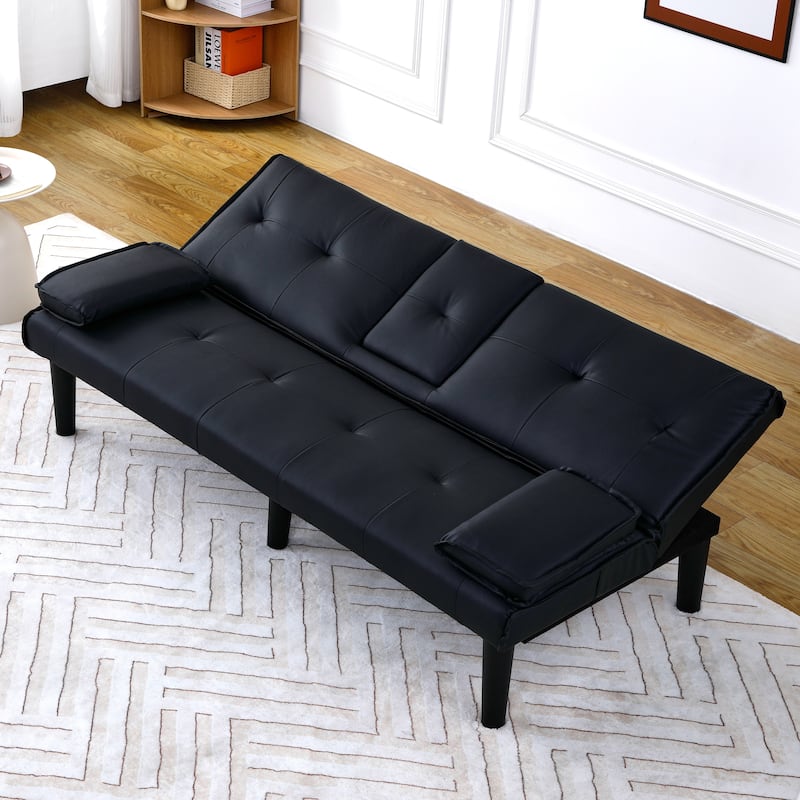 The 67-inch PVC multi-functional sofa bed, with a foldable and cup holder design