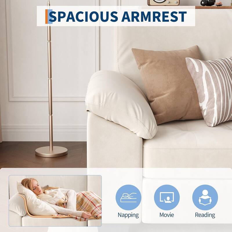 Velvet Upholstered Loveseat with Soft Spacious Armrests, Washable Cushion Covers