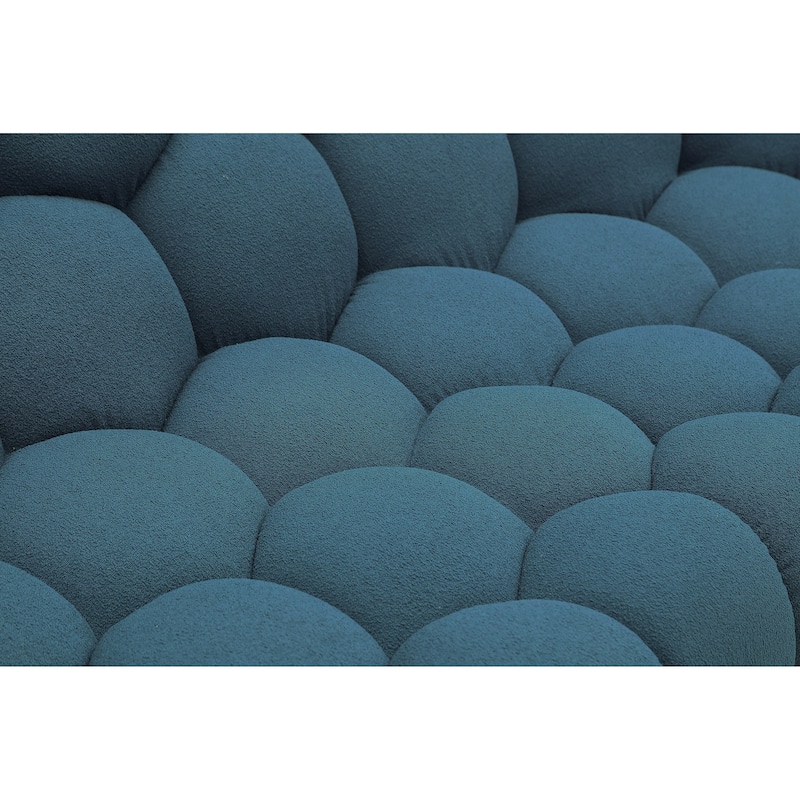 Reno Ola 48 Inch Accent Chair, Cushioned Hexagonal Tufted Seat, Teal Blue