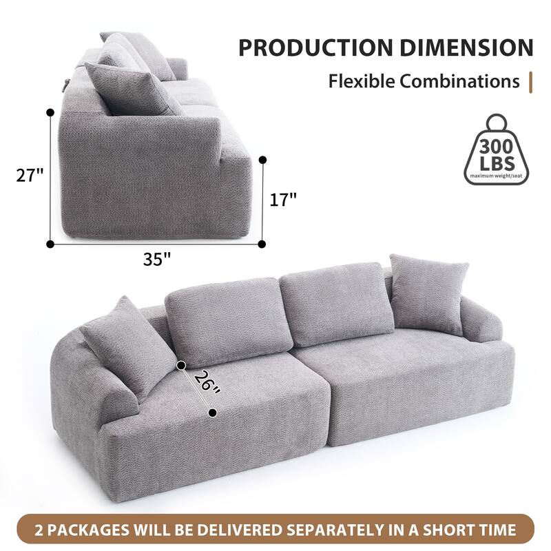 4-seater Combined Compression Sofa, Crochet Yarn Fabric, Gray