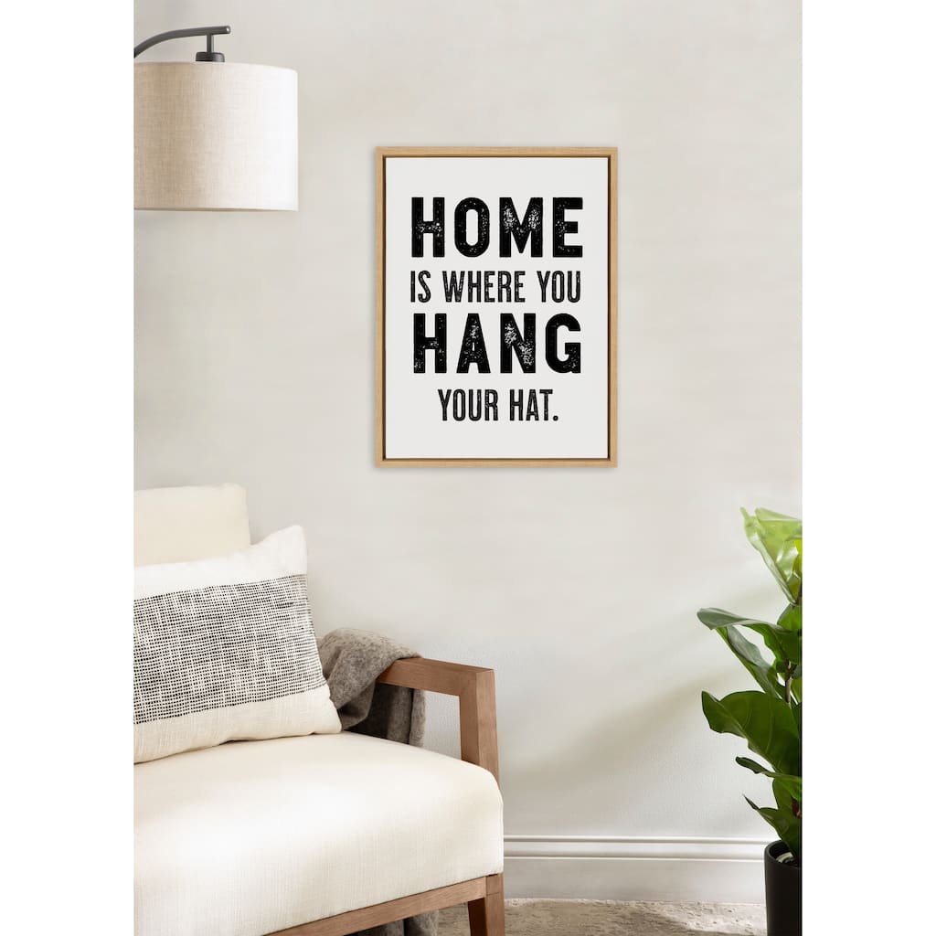 Kate and Laurel Sylvie Home Hat Framed Canvas by The Whiskey Ginger