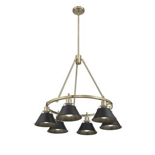 Orwell 6-Light Chandelier in Aged Brass with Matte Black - Gold