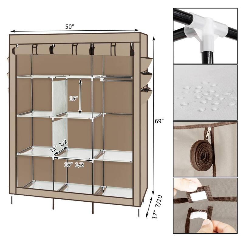 Portable Wardrobe,Closet Organizer with Non-woven Fabric