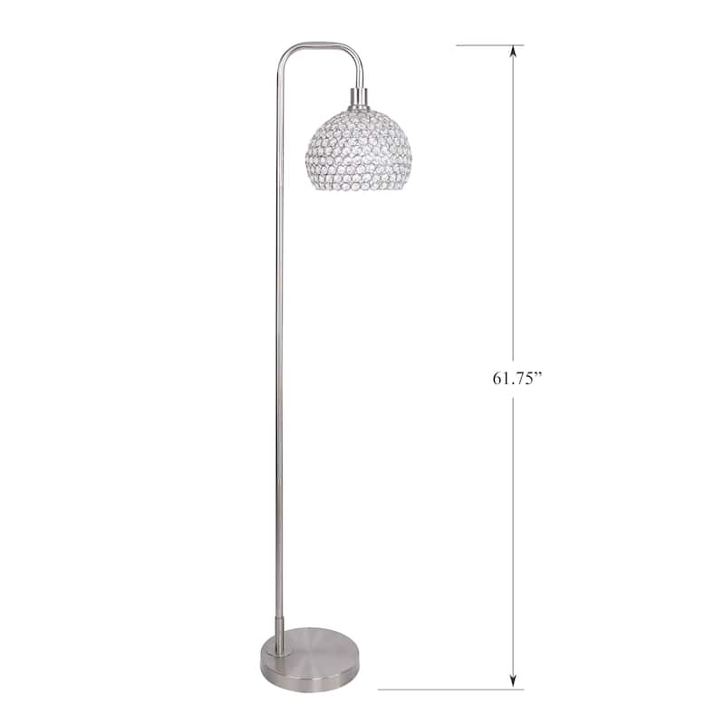 62 in. Metal Floor Lamp w/ Slim-line Arched Design and Crystal Bling Shade
