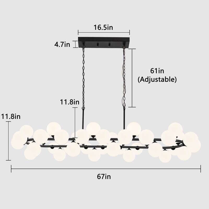 40-light Modern Large Bubble Sputnik Chandelier in Black for Dining Room