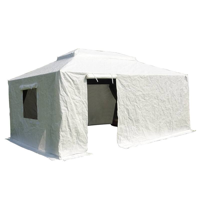 Domi 8' x 8' Universal Winter Gazebo Cover, All Season Waterproof Enclosed Cover with Sidewalls & Ventilated Mesh Windows, White
