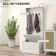 preview thumbnail 30 of 33, HOMCOM 28" 3-In-1 Entryway Hall Tree with Storage Bench, Coat Rack with Four Hooks and Shoe Storage, Gray