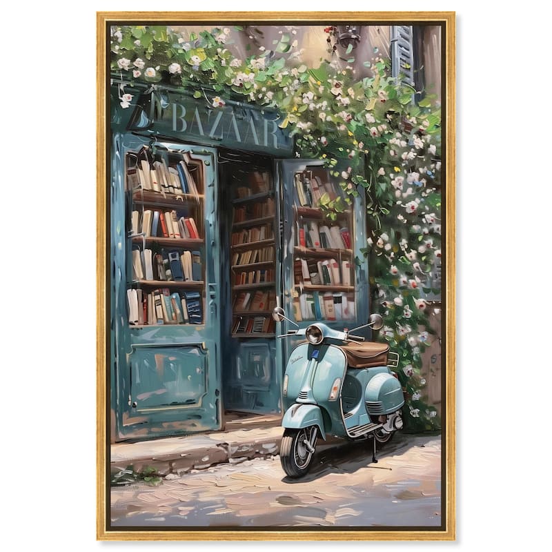 Quaint Bookstore Canvas by Art Remedy - Gold - 24" x 36"