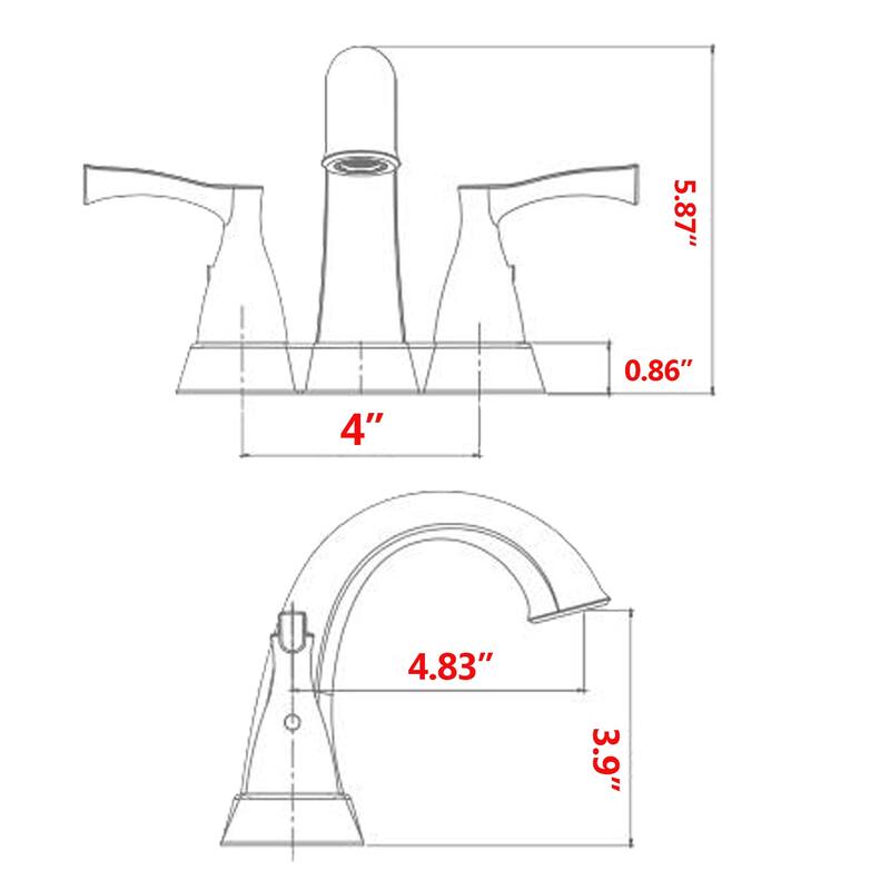 Proox Lead-Free Modern Double Handle Centerset Bathroom Faucet w/ Pop Up Drain Assembly