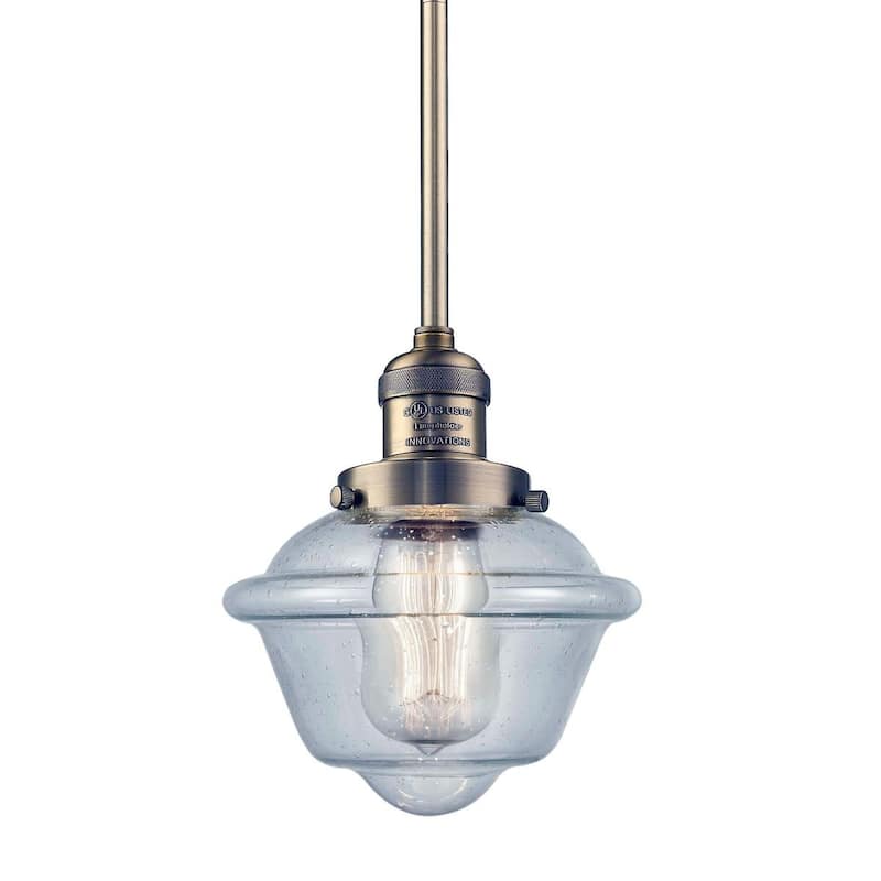 Innovations Lighting Small Oxford Single Light 8" Wide Mini Pendant - Brushed Brass / Seedy
