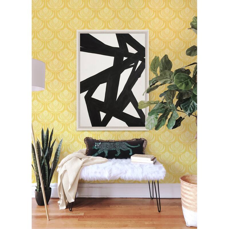A-Street Prints Palmier Yellow Lotus Fan Wallpaper