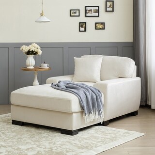 Modern Velvet Oversize Chaise Lounger Chair Sleeper Sofa with Pillow ...
