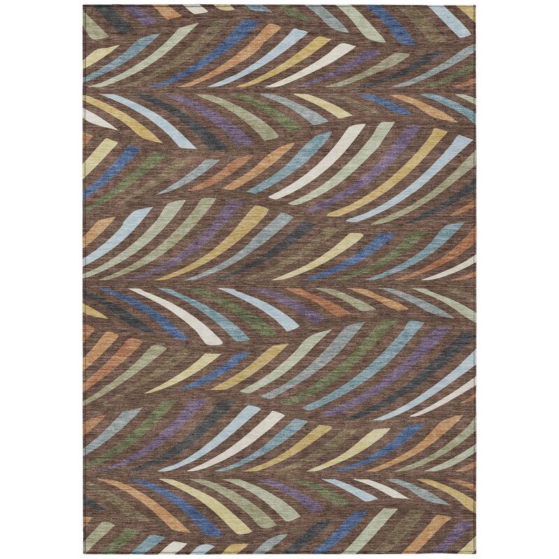 Machine Washable Indoor/ Outdoor Modern Feather Chantille Rug