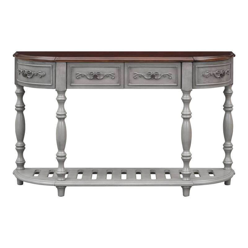 52" Classic Console Table with 4 Drawers & Open Shelf