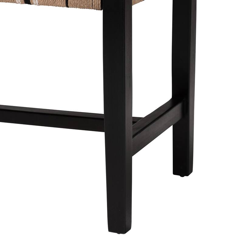 Prita Woven Paper Loom Bench with Mahogany Wood Frame - Handcrafted Accent Seating for Dining Room or Entryway