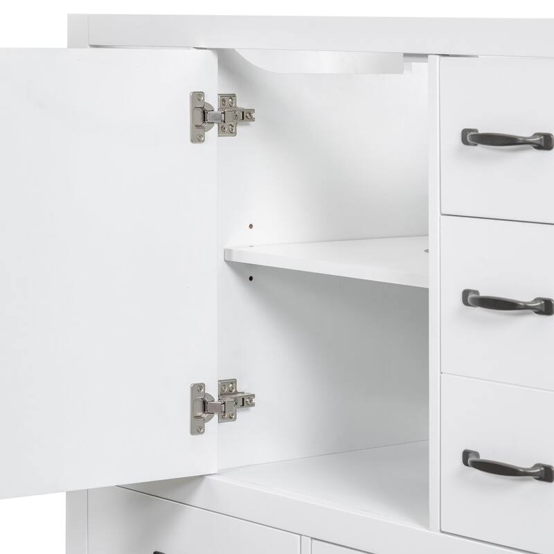 36 Inch MDF Freestanding Bathroom Vanity Set with Integrated Ceramic Sink