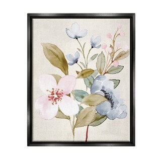 Stupell Soft Pastel Flowers Framed Floater Canvas Wall Art Design by ...