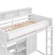 preview thumbnail 6 of 11, Elegant Sturdy Wood Twin Loft bed with Multiple Storage Shelves and Wardrobe, Built-in desk and Full-length Guardrails, White
