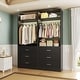 preview thumbnail 64 of 76, Kyrvo Freestanding Closet System with 3 Wooden Drawers ＆ Hanging Rod ＆ Storage Shelf, Modular Walk-in Closet Organizer Wardrobe