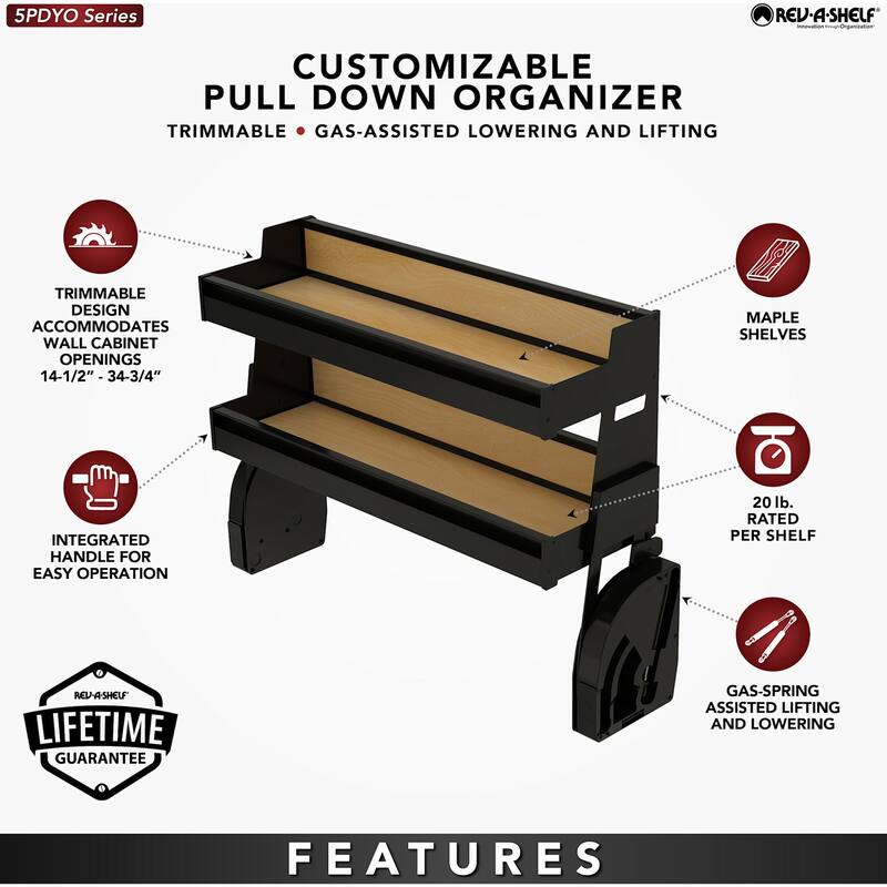 Rev-A-Shelf 5PDYO-36 Modern 34-3/4" Wide Pull or Swing Out Shelf with