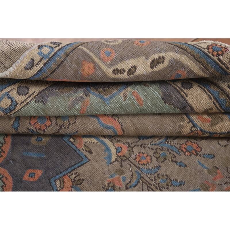 Tabriz Living Room Vintage Rug Handmade Wool Carpet - 6'5"x 9'6"