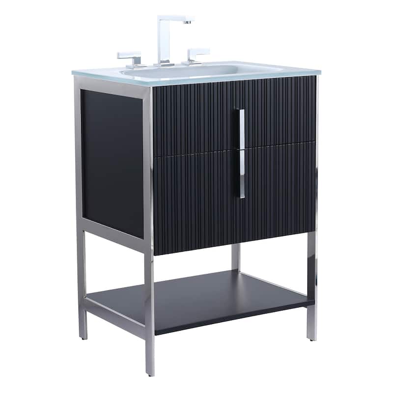 Fine Fixtures Serenity Modern bathroom vanity - Black Matte - Chrome Hardware
