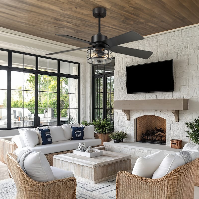 48 Inch Farmhouse Ceiling Fans with Light and Remote Control - 48"D x 48"W x 23.4"H