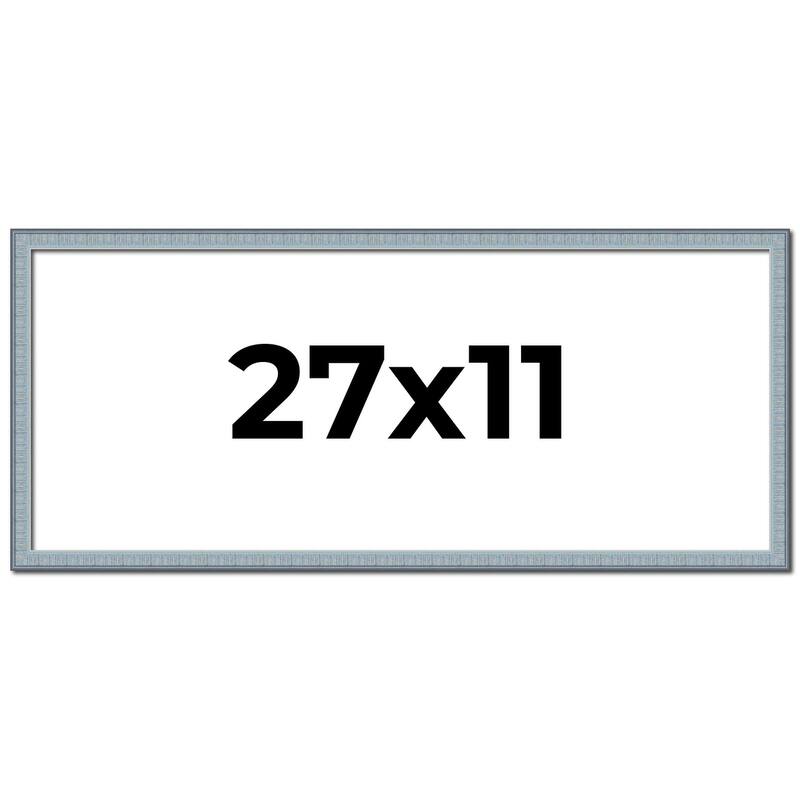 27x11 Frame Rustic Sky Blue Solid Wood Picture Frame | 0.75 Inch