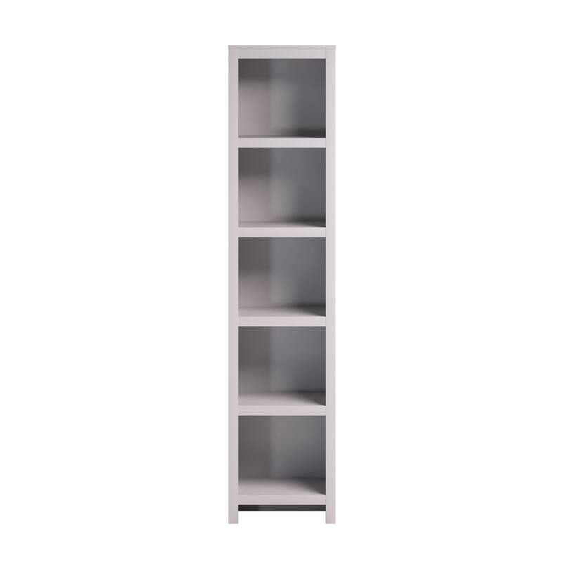 Prepac Moda 80" H 5-Tier Narrow Bookcase, Modern Storage Accent Bookshelf with 3 Adjustable Shelves for Home Office, Living Room