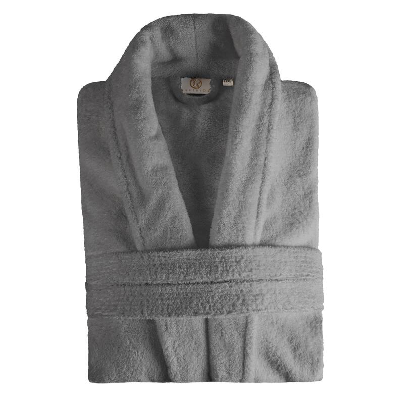 Superior Unisex Turkish Cotton Ultra-Soft Absorbent Long Bathrobe - S/MD - Grey