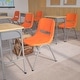 preview thumbnail 31 of 87, 5 Pack 880 lb. Capacity Ergonomic Shell Stack Chair with Metal Frame Orange