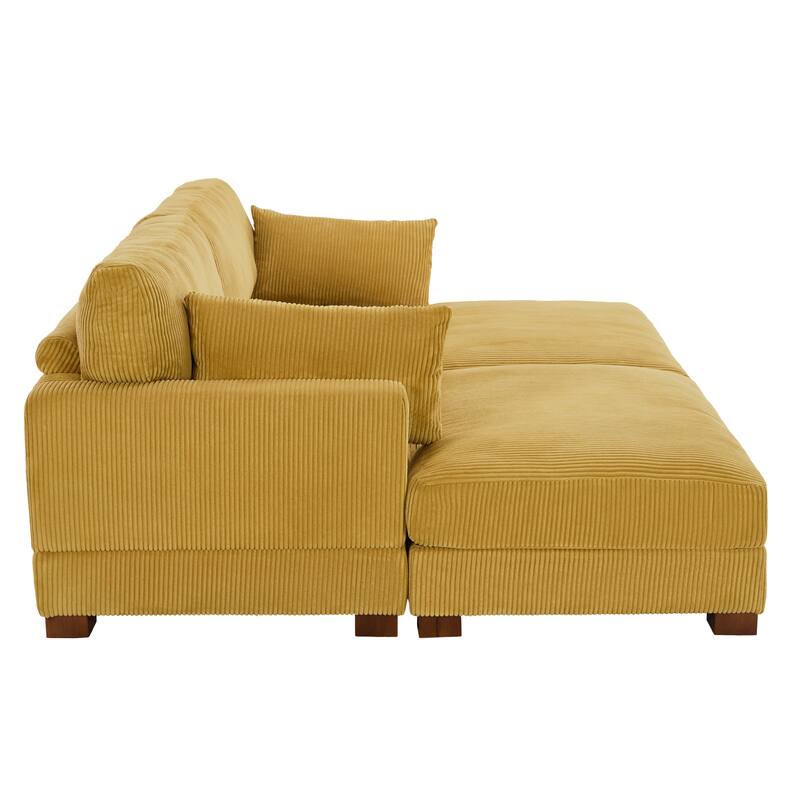 Corduroy Modular Sectional Sofa Deep Seat Corner Sofas & Ottomans